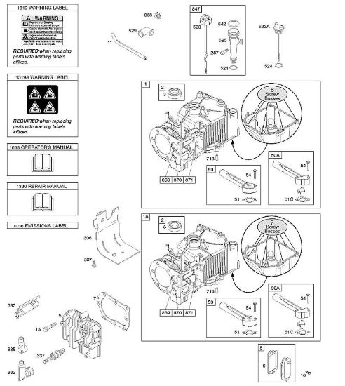 F - Cilindro, testata, lubrificazione, manuale per l'uso, etichetta di avvertenza B&S - 10 €¦ 10T802-0198-B1 brand Stihl